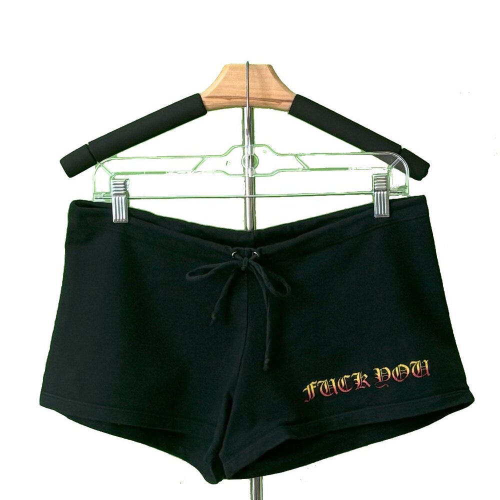 Chrome Hearts Black Graphic Shorts – Multicolor Print (Used / Vintage)